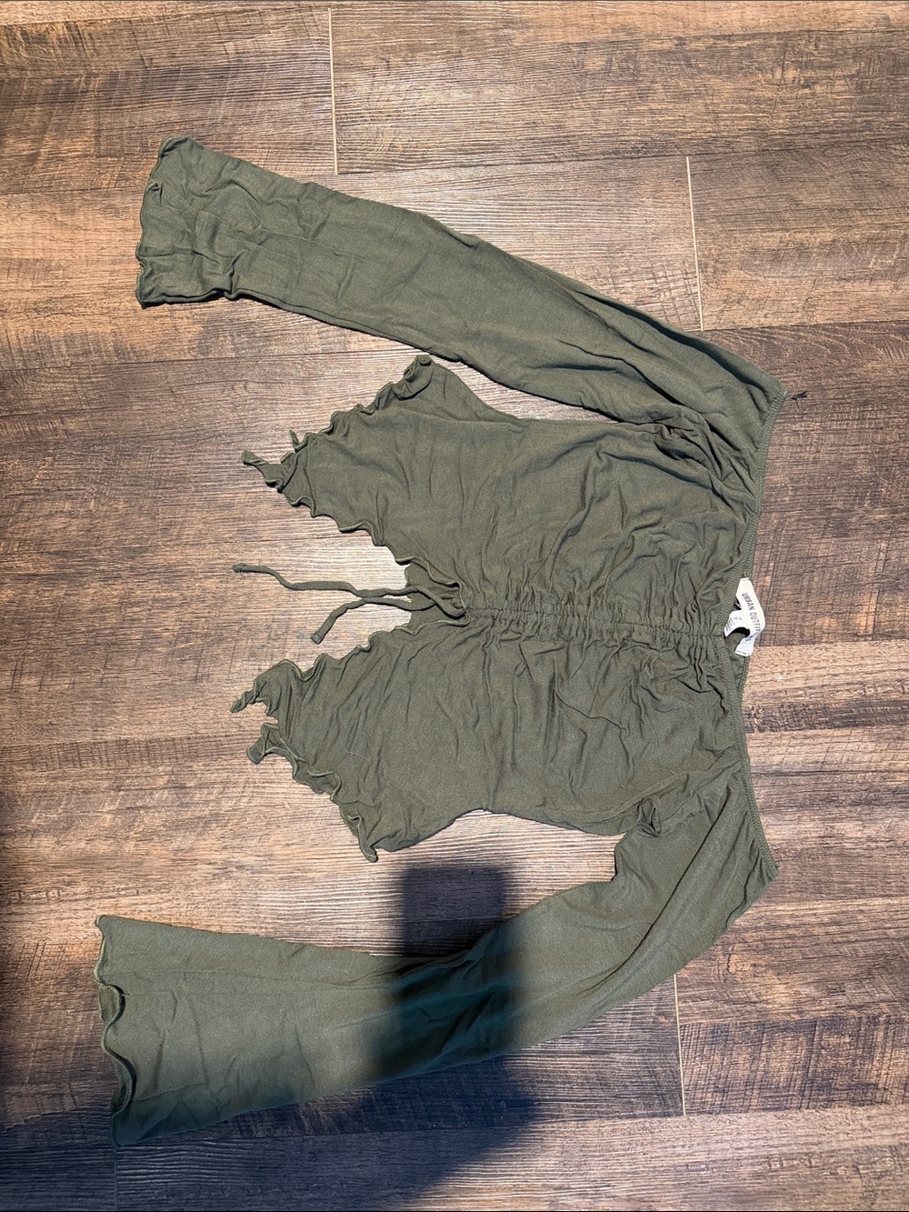 Urban Outfitters Olive Gathered Front Crop Top